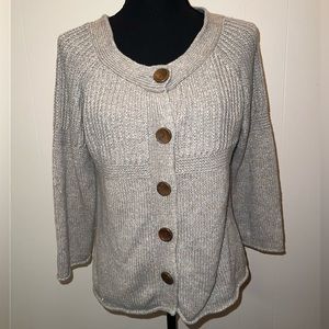 Eddie Bauer Taupe Linen Blend Knit Cardigan Sweater Women’s Size M